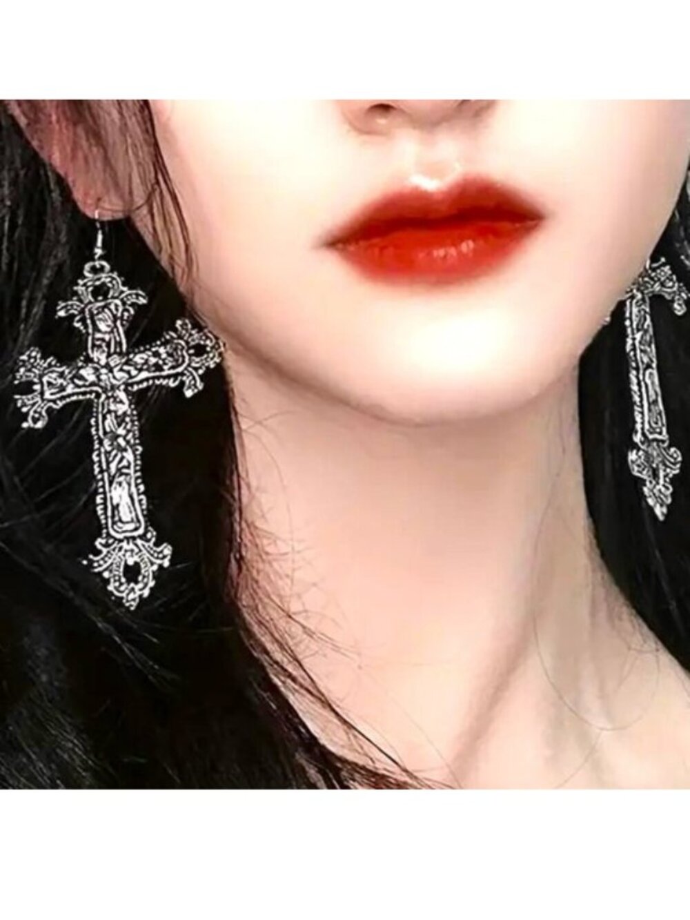 Cross Earrings Goth Edgy Rock Vamp Emo Rave Statement Large Bold Stylish Celtic